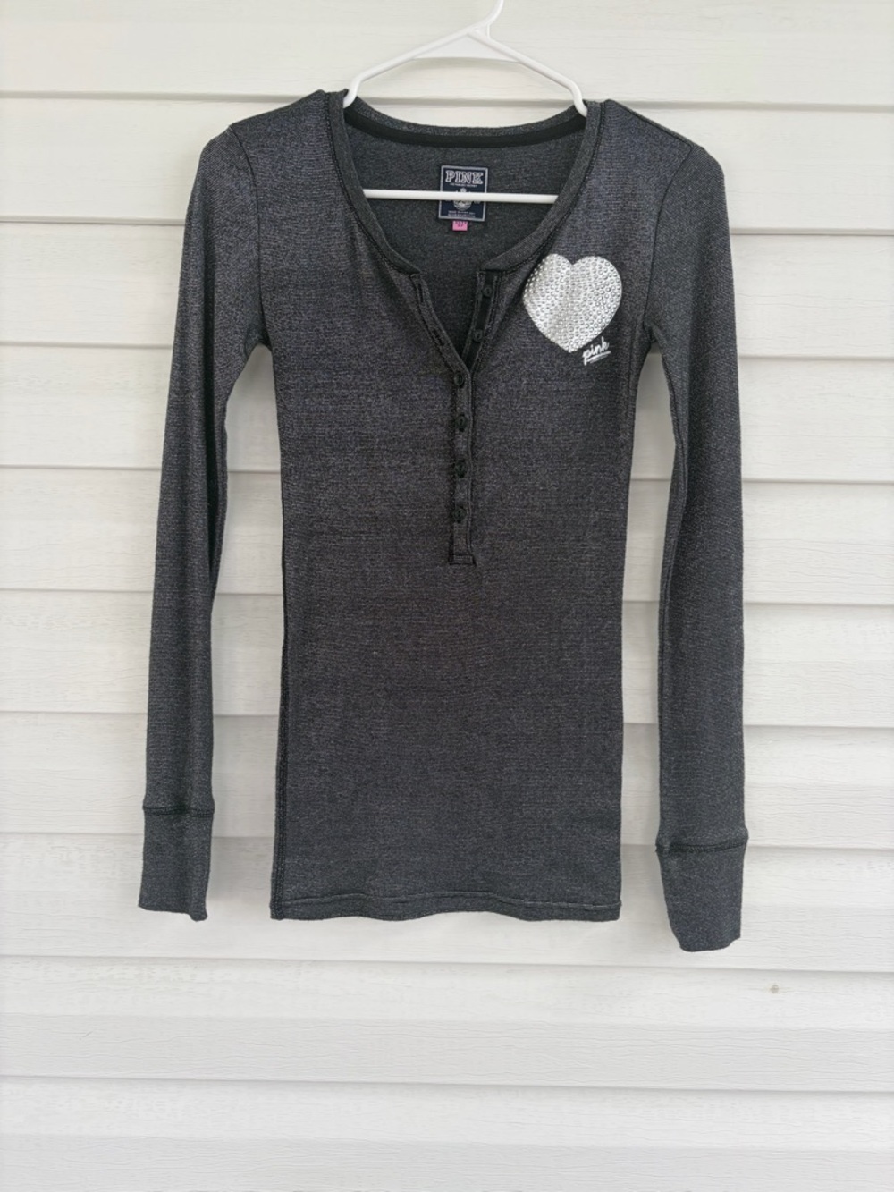 Victoria's Secret Pink Henley Long Sleeve Tee Cozy Lounge Top
